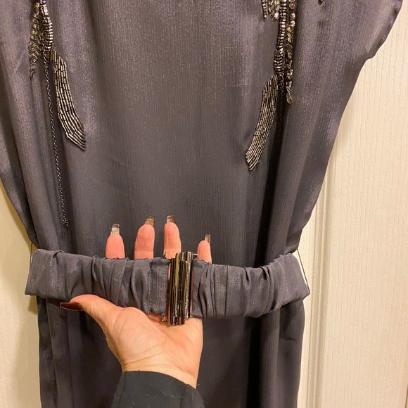 Ya Los Angeles Gray & Silver Beaded Cocktail Dress - Picture 6 of 6